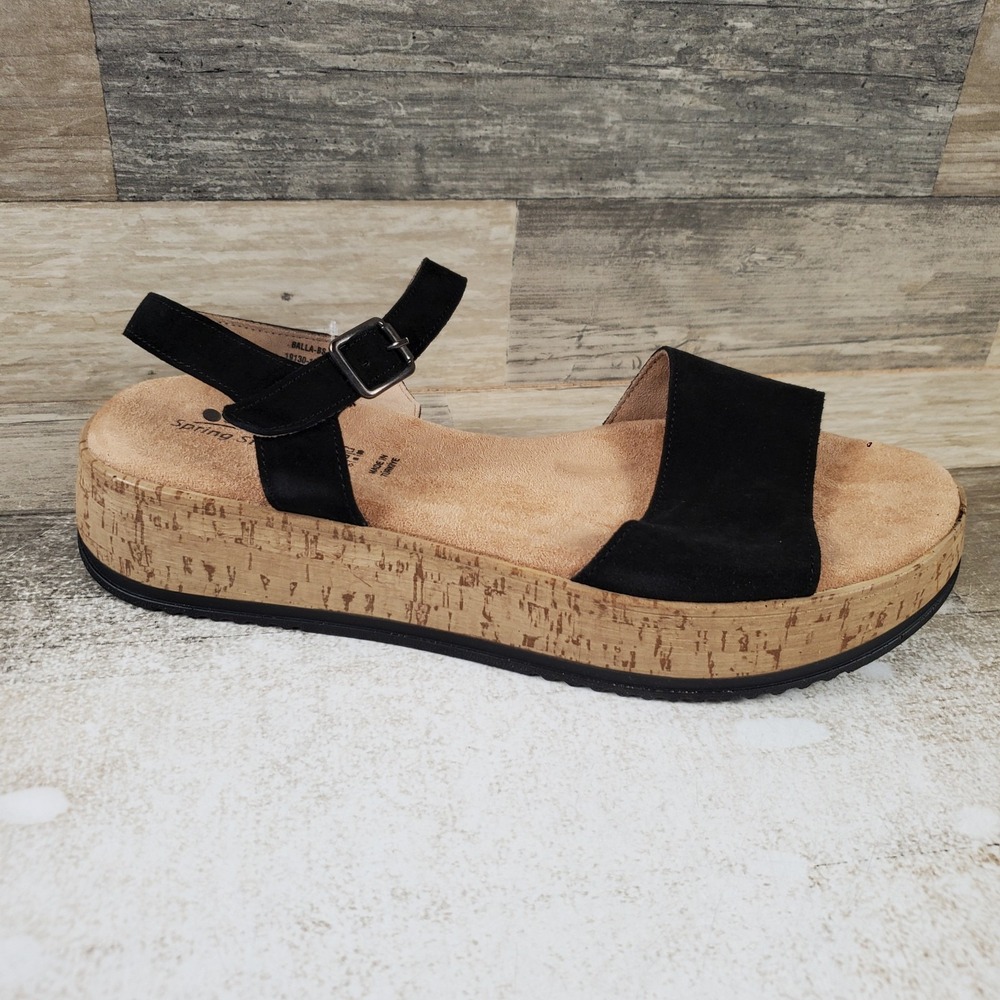 Spring Step Caballa Womens Sandal Sz 9.5 - 10 Black Suede Adjustable Ankle Strap